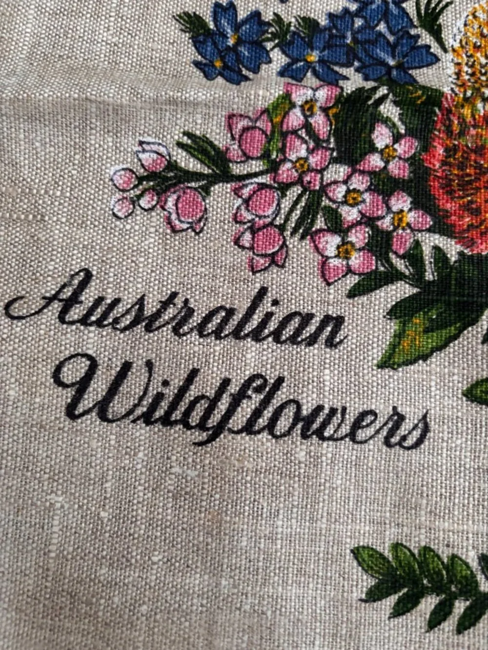 Australian Wildflowers Pure Linen Tea Towel Designed In Australia vintage